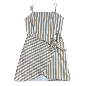 Impeccable Pig Brown & White Striped Wrap Mini Dress Womens S